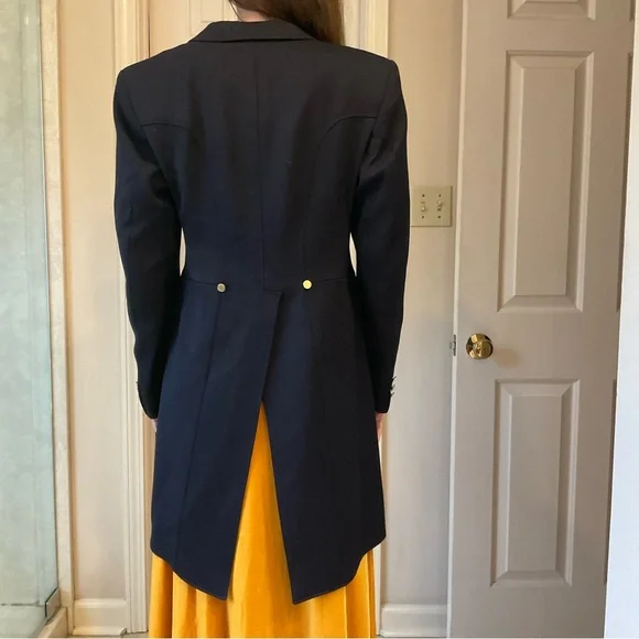 Pikeur Dressage Shadbelly Show Coat, Classic Tails, Brass Buttons, Navy, Sz M - Picture 13 of 15